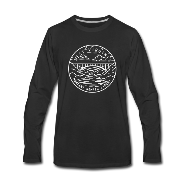 West Virginia Long Sleeve T-Shirt - State Design Unisex West Virginia Long Sleeve Shirt - black
