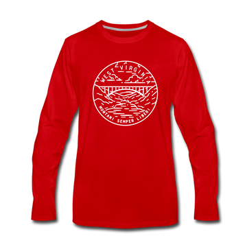 West Virginia Long Sleeve T-Shirt - State Design Unisex West Virginia Long Sleeve Shirt - red