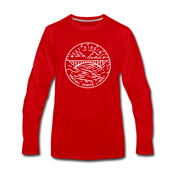 West Virginia Long Sleeve T-Shirt - State Design Unisex West Virginia Long Sleeve Shirt - red