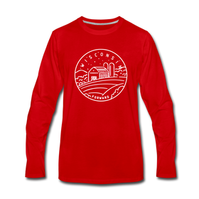 Wisconsin Long Sleeve T-Shirt - State Design Unisex Wisconsin Long Sleeve Shirt - red