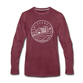 Wisconsin Long Sleeve T-Shirt - State Design Unisex Wisconsin Long Sleeve Shirt - heather burgundy