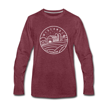 Wisconsin Long Sleeve T-Shirt - State Design Unisex Wisconsin Long Sleeve Shirt - heather burgundy