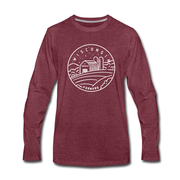 Wisconsin Long Sleeve T-Shirt - State Design Unisex Wisconsin Long Sleeve Shirt - heather burgundy