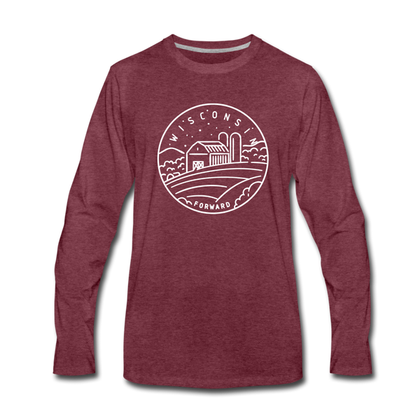 Wisconsin Long Sleeve T-Shirt - State Design Unisex Wisconsin Long Sleeve Shirt - heather burgundy