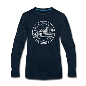 Wisconsin Long Sleeve T-Shirt - State Design Unisex Wisconsin Long Sleeve Shirt - deep navy