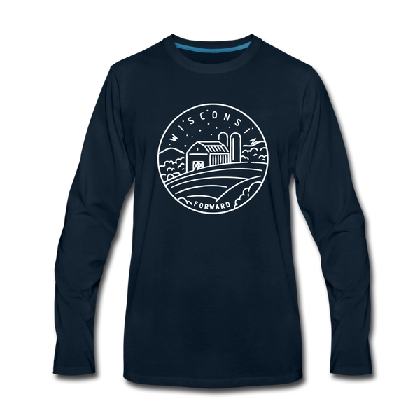 Wisconsin Long Sleeve T-Shirt - State Design Unisex Wisconsin Long Sleeve Shirt - deep navy