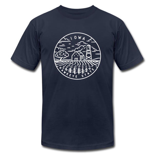 Iowa T-Shirt - State Design Unisex Iowa T Shirt - navy