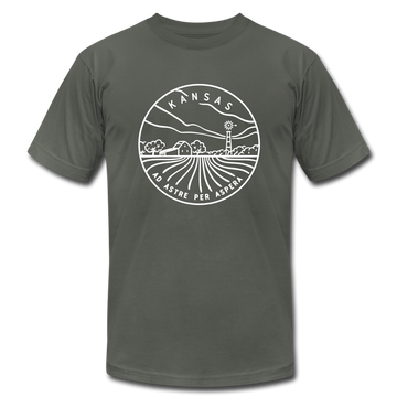 Kansas T-Shirt - State Design Unisex Kansas T Shirt - asphalt