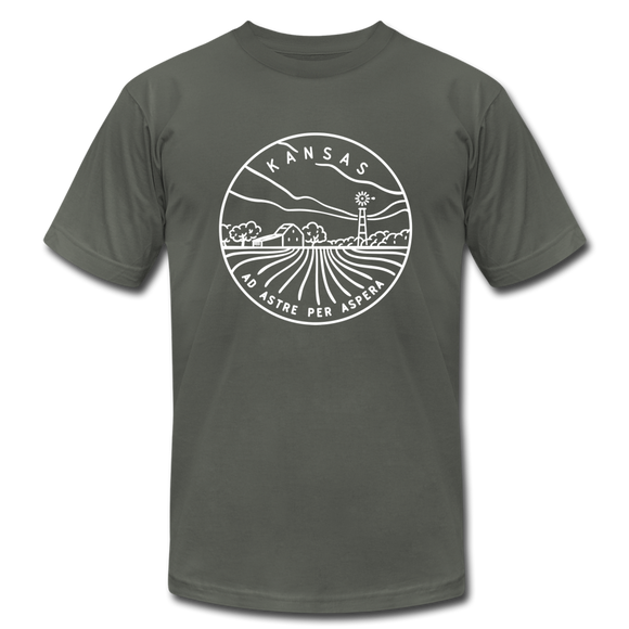Kansas T-Shirt - State Design Unisex Kansas T Shirt - asphalt