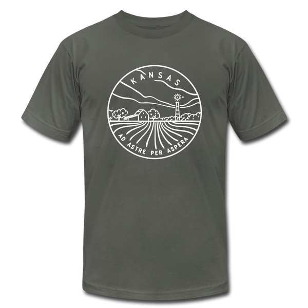 Kansas T-Shirt - State Design Unisex Kansas T Shirt - asphalt