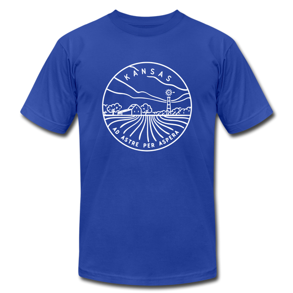 Kansas T-Shirt - State Design Unisex Kansas T Shirt - royal blue