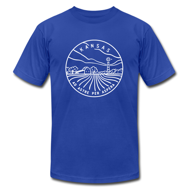 Kansas T-Shirt - State Design Unisex Kansas T Shirt - royal blue