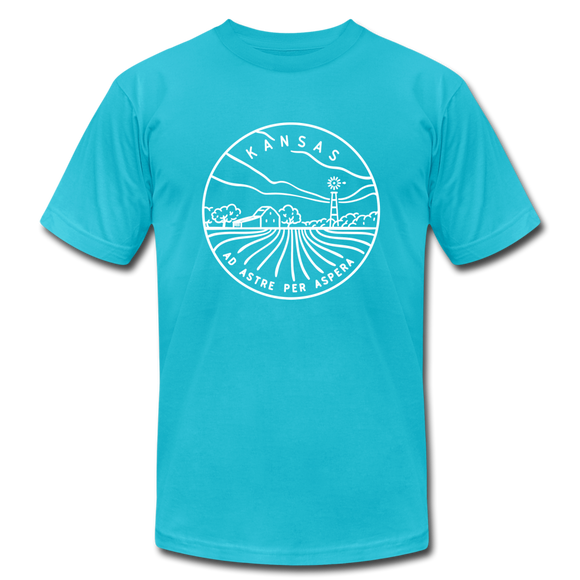 Kansas T-Shirt - State Design Unisex Kansas T Shirt - turquoise