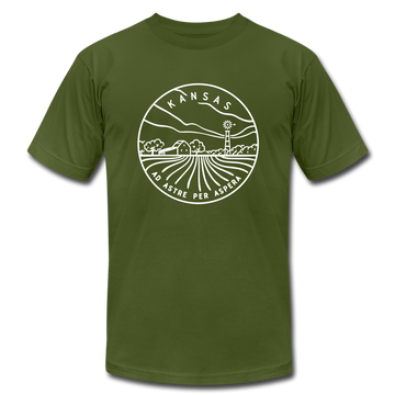 Kansas T-Shirt - State Design Unisex Kansas T Shirt - olive