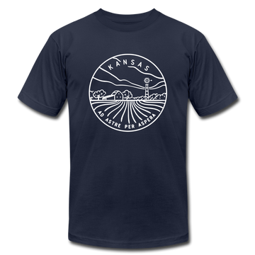 Kansas T-Shirt - State Design Unisex Kansas T Shirt - navy