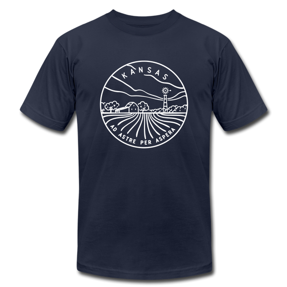 Kansas T-Shirt - State Design Unisex Kansas T Shirt - navy