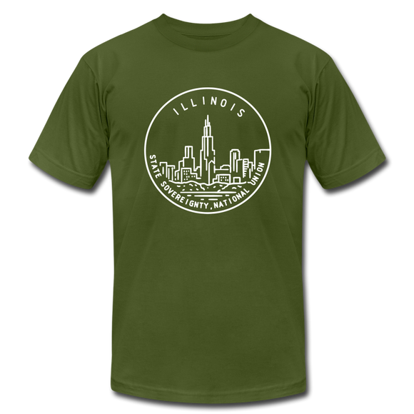 Illinois T-Shirt - State Design Unisex Illinois T Shirt - olive