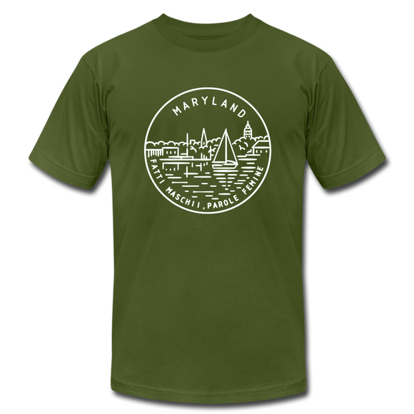 Maryland T-Shirt - State Design Unisex Maryland T Shirt - olive