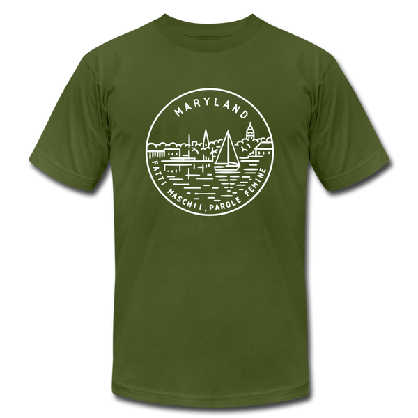 Maryland T-Shirt - State Design Unisex Maryland T Shirt - olive