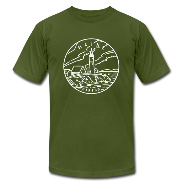 Maine T-Shirt - State Design Unisex Maine T Shirt - olive
