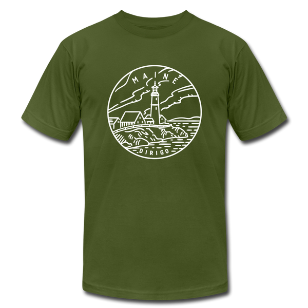 Maine T-Shirt - State Design Unisex Maine T Shirt - olive