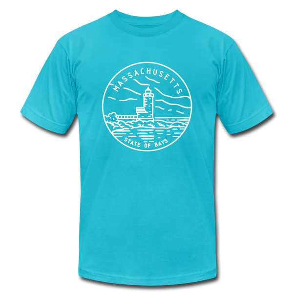 Massachusetts T-Shirt - State Design Unisex Massachusetts T Shirt - turquoise