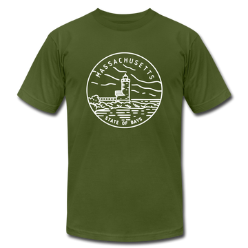 Massachusetts T-Shirt - State Design Unisex Massachusetts T Shirt - olive