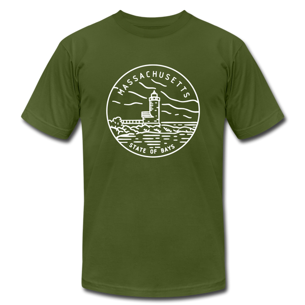 Massachusetts T-Shirt - State Design Unisex Massachusetts T Shirt - olive