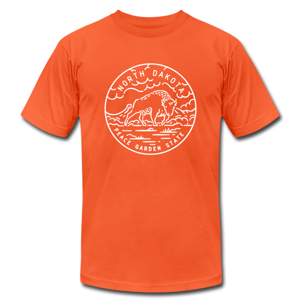 North Dakota T-Shirt - State Design Unisex North Dakota T Shirt - orange