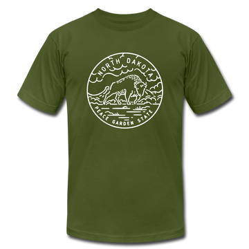 North Dakota T-Shirt - State Design Unisex North Dakota T Shirt - olive