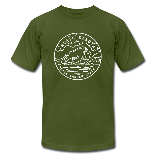 North Dakota T-Shirt - State Design Unisex North Dakota T Shirt - olive