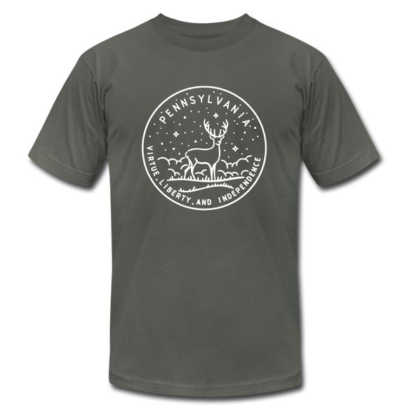 Pennsylvania T-Shirt - State Design Unisex Pennsylvania T Shirt - asphalt