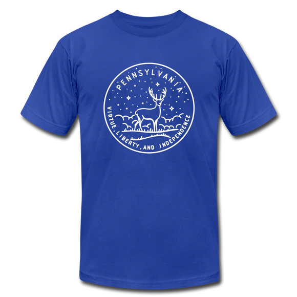 Pennsylvania T-Shirt - State Design Unisex Pennsylvania T Shirt - royal blue