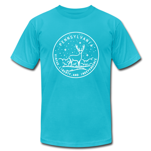 Pennsylvania T-Shirt - State Design Unisex Pennsylvania T Shirt - turquoise