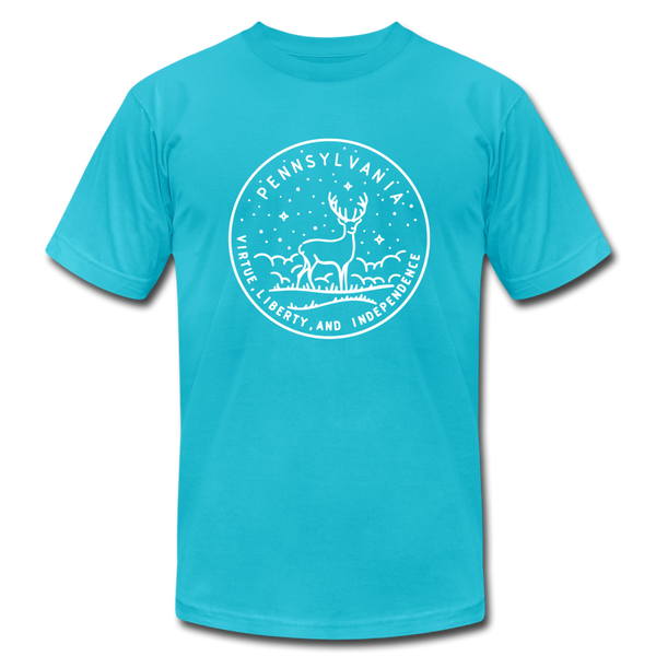 Pennsylvania T-Shirt - State Design Unisex Pennsylvania T Shirt - turquoise