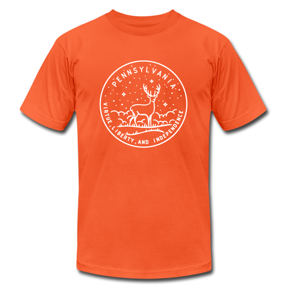Pennsylvania T-Shirt - State Design Unisex Pennsylvania T Shirt - orange