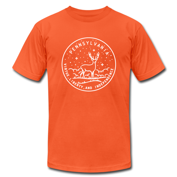 Pennsylvania T-Shirt - State Design Unisex Pennsylvania T Shirt - orange