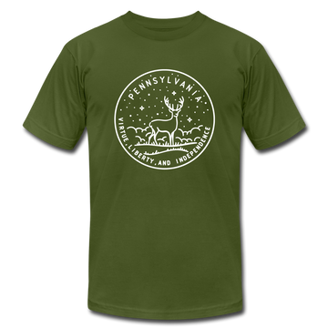 Pennsylvania T-Shirt - State Design Unisex Pennsylvania T Shirt - olive