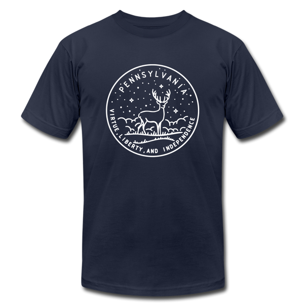 Pennsylvania T-Shirt - State Design Unisex Pennsylvania T Shirt - navy