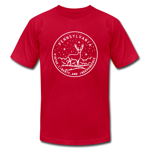 Pennsylvania T-Shirt - State Design Unisex Pennsylvania T Shirt - red