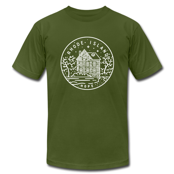 Rhode Island T-Shirt - State Design Unisex Rhode Island T Shirt - olive