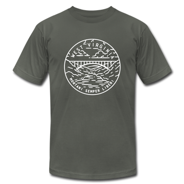 West Virginia T-Shirt - State Design Unisex West Virginia T Shirt - asphalt