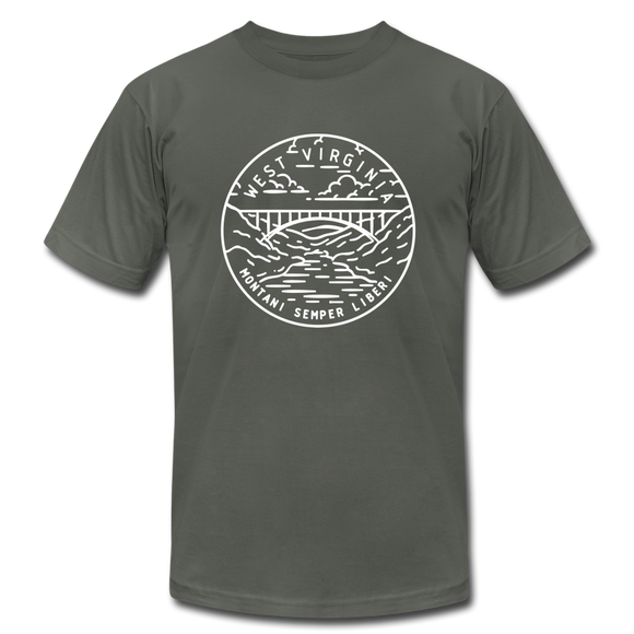 West Virginia T-Shirt - State Design Unisex West Virginia T Shirt - asphalt