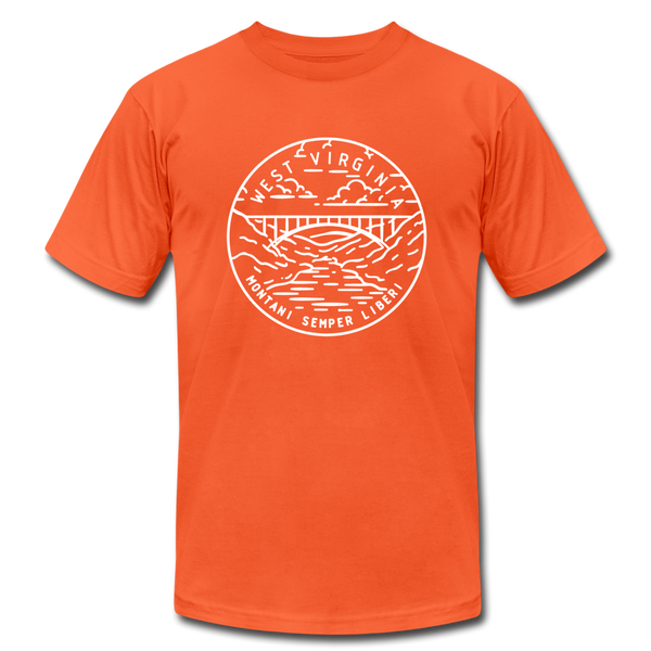 West Virginia T-Shirt - State Design Unisex West Virginia T Shirt - orange