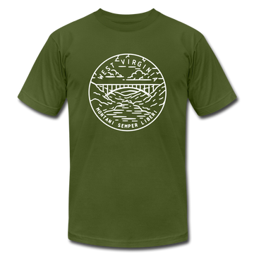 West Virginia T-Shirt - State Design Unisex West Virginia T Shirt - olive