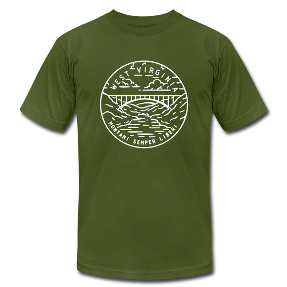 West Virginia T-Shirt - State Design Unisex West Virginia T Shirt - olive