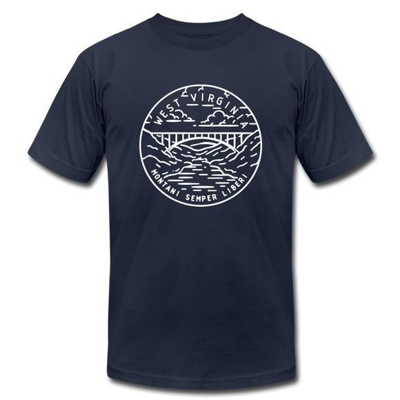 West Virginia T-Shirt - State Design Unisex West Virginia T Shirt - navy