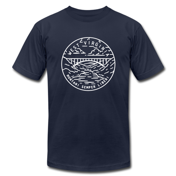 West Virginia T-Shirt - State Design Unisex West Virginia T Shirt - navy