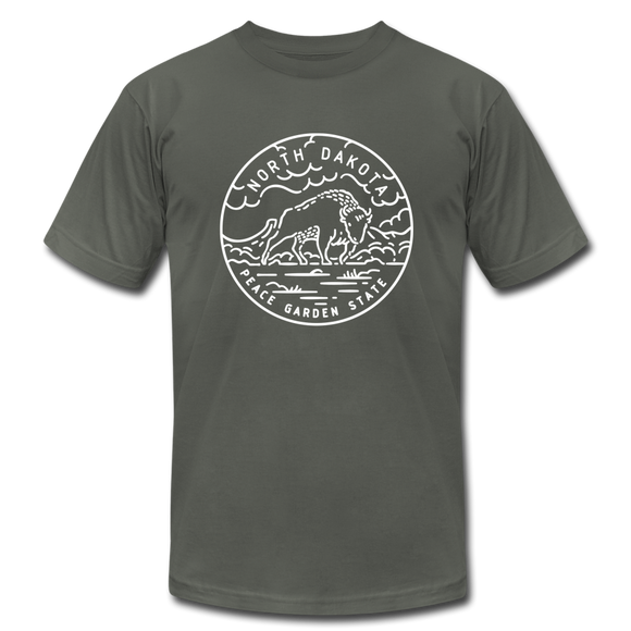 North Dakota T-Shirt - State Design Unisex North Dakota T Shirt - asphalt