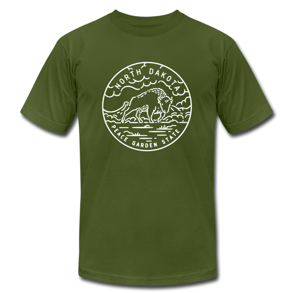 North Dakota T-Shirt - State Design Unisex North Dakota T Shirt - olive